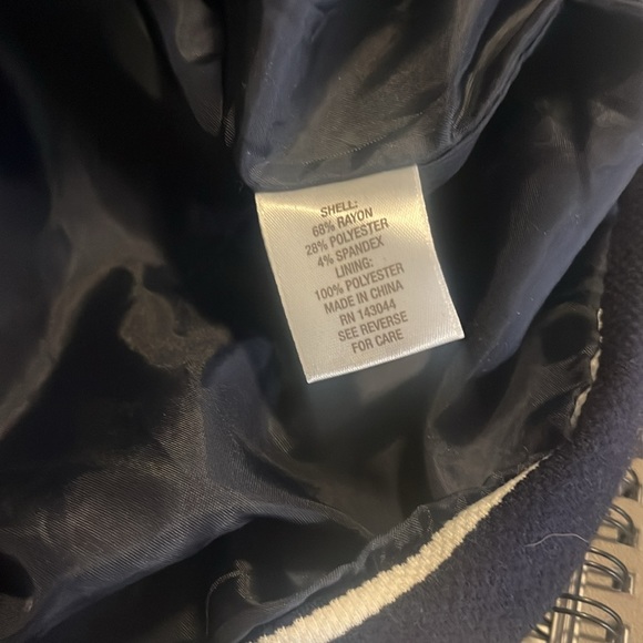 Roz & Ali Women’s Navy White Stripe Moto Blazer Size L - Picture 5 of 5